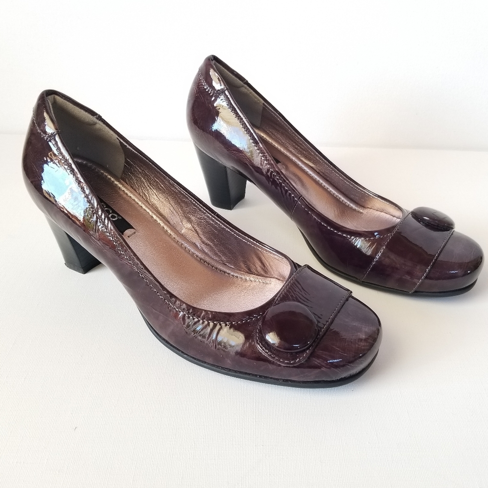 Ecco Hanna Pump Heel Brown Patent Leather 8 39